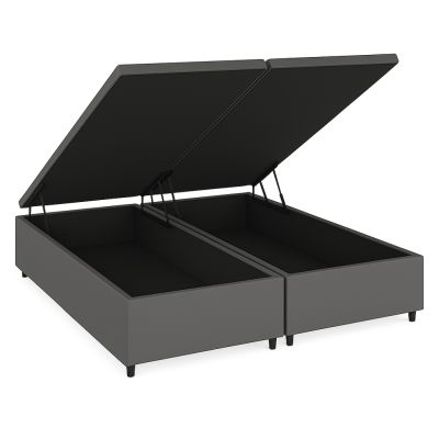 Cama Baú Blindado Corino Cinza - King