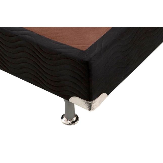 Cama Box Camurça preta 43cm de altura - Solteiro