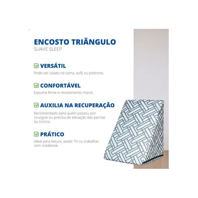 Travesseiro Suave Encosto Apoio de Pernas 55x40cm triangular Ortobom