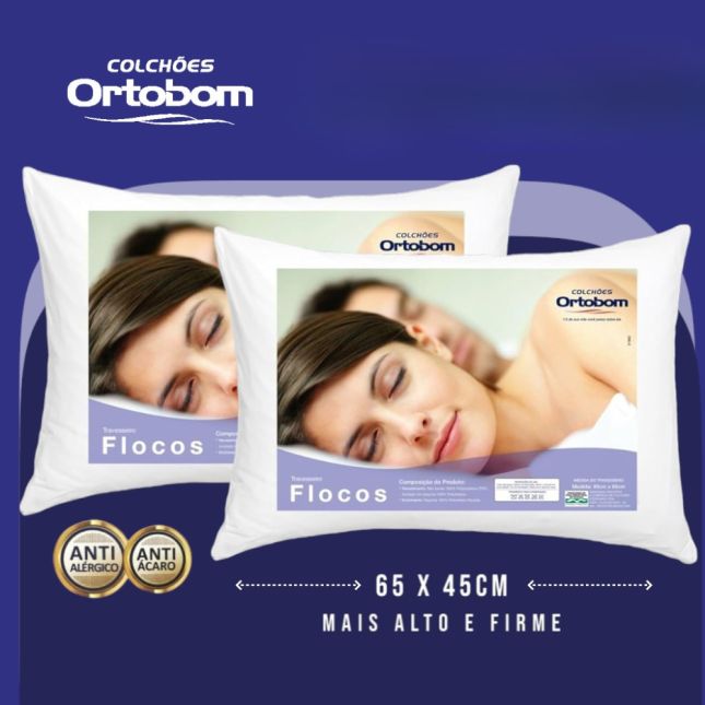 Travesseiros Firme Espuma Flocada Anti-Alergico - Ortobom