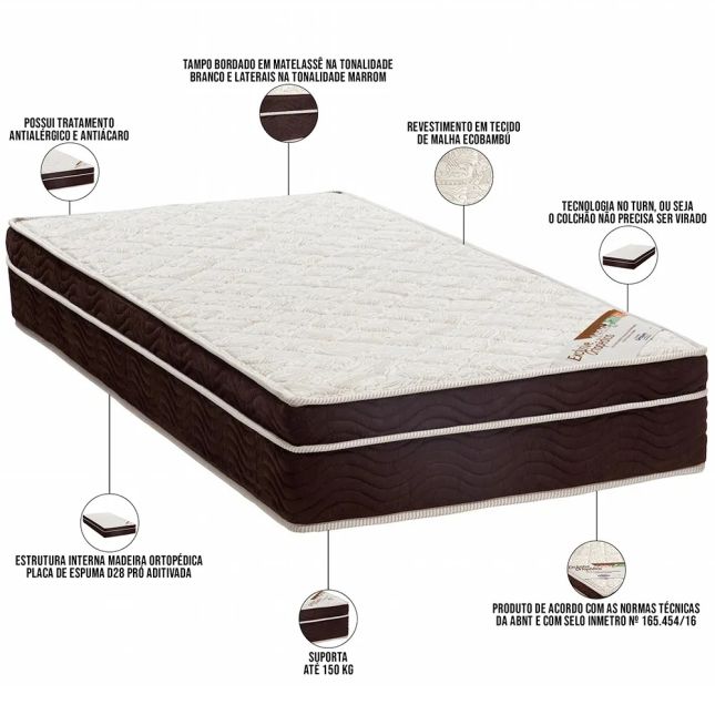 Colchão Ortopédico Exclusive Ortopillow Solteiro - Ortobom