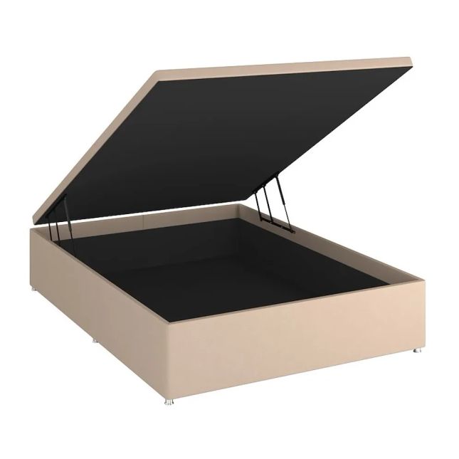 Cama Baú Blindado Suede Bege - Casal