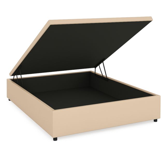 Cama Baú Blindado Suede Bege - Casal