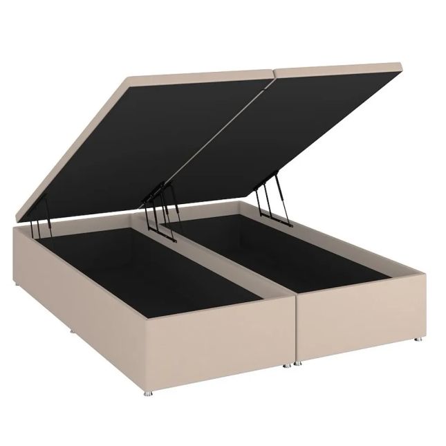 Cama Baú Blindado Suede Bege - King