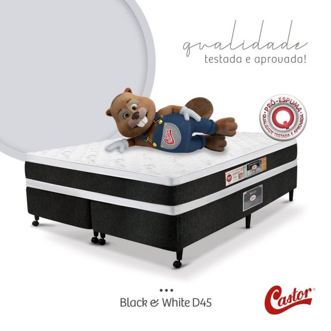Cochão Espuma D45 Black White Castor - Queen