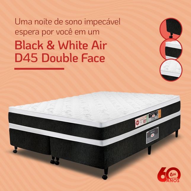 Cochão Espuma D45 Black White Castor - Queen