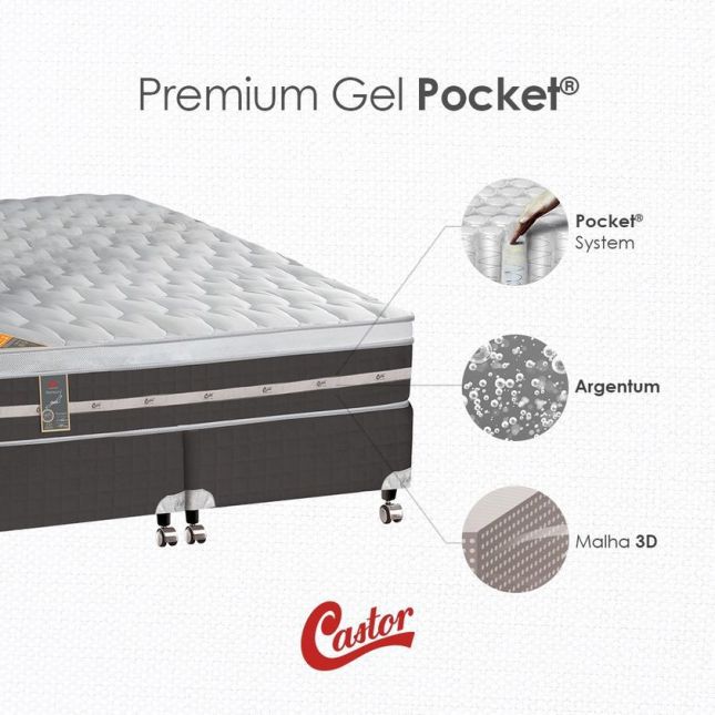 Colchão Mola Pocket Premium Gel Castor - Queen